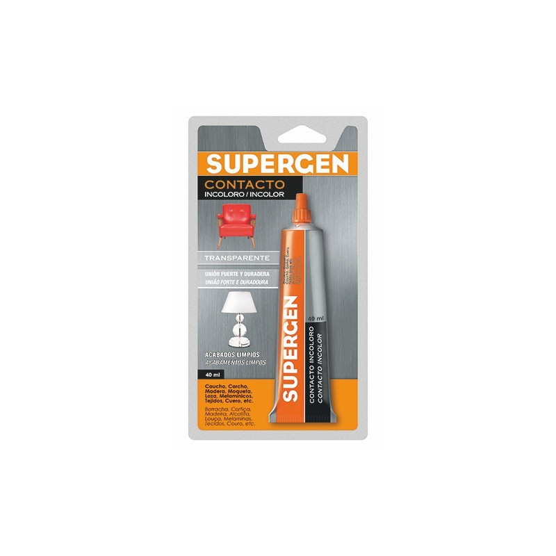 Cola Contacto Supergen Incoloro tubo 75 ML.