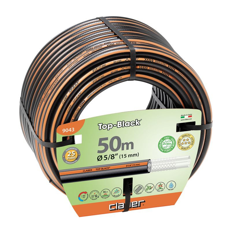 Manguera Claber Top-Black 14x19 Rollo 50 M.